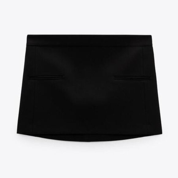 Zara Minimalist Black False Pocket Mini Skirt - Picture 3 of 4